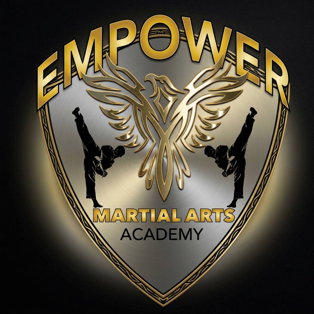Empower Martial Arts Academy — shield logo with EMPOWER wordmark, phoenix, and MARTIAL ARTS ACADEMY